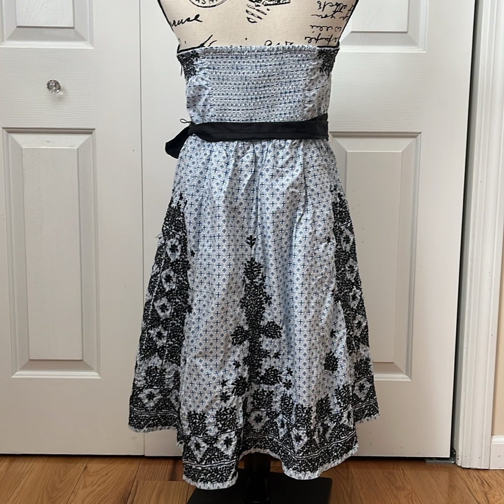 Anthropologie Moulinette Soeur Embroidered strapless Dress with Ribbon Belt Sz 8 - Picture 9 of 14